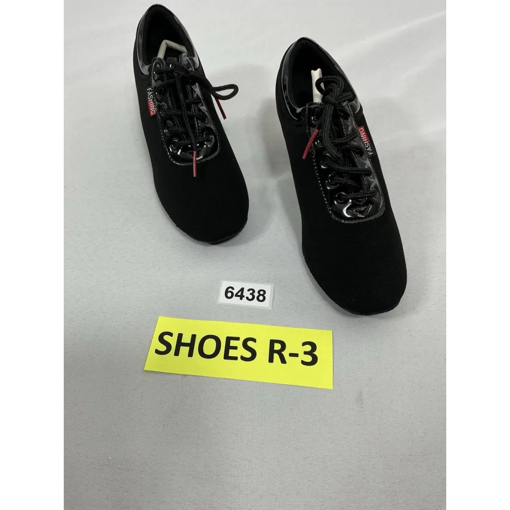 NWOT Fashing Ballroom Dance Shoes Lace Up Size 5.5 Black Block Heel - Image 3