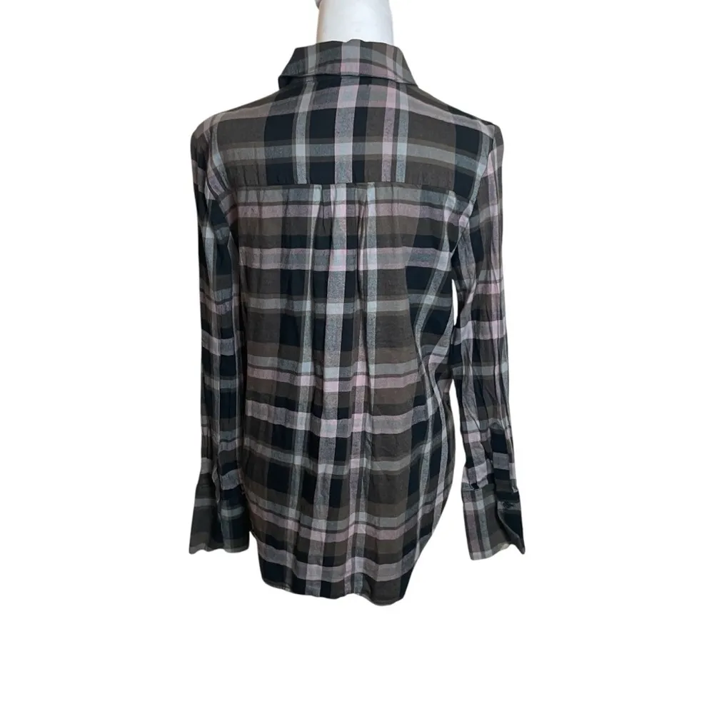 Paige  Womens Davlyn Classic Oversized Boyfriend Plaid Button Up Shirt Small - Image 6
