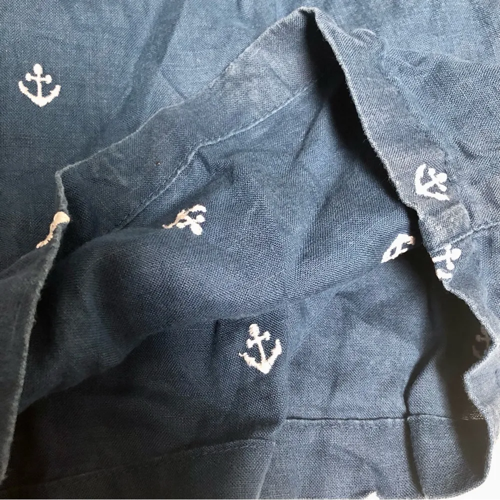 British Khaki Navy Blue Embroidered Shorts White Anchors Chinos Bermudas Sailor - Image 8