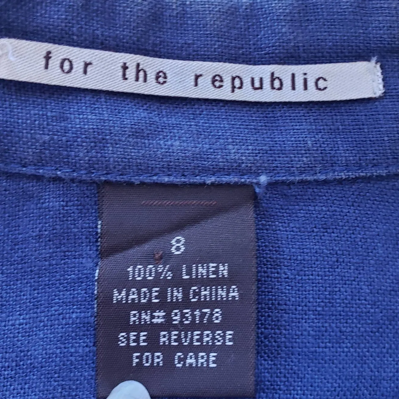 For the Republic Linen Womens Blouse Sz 8 Lagenlook Asymmetric Scandi Blue Artsy - Image 9