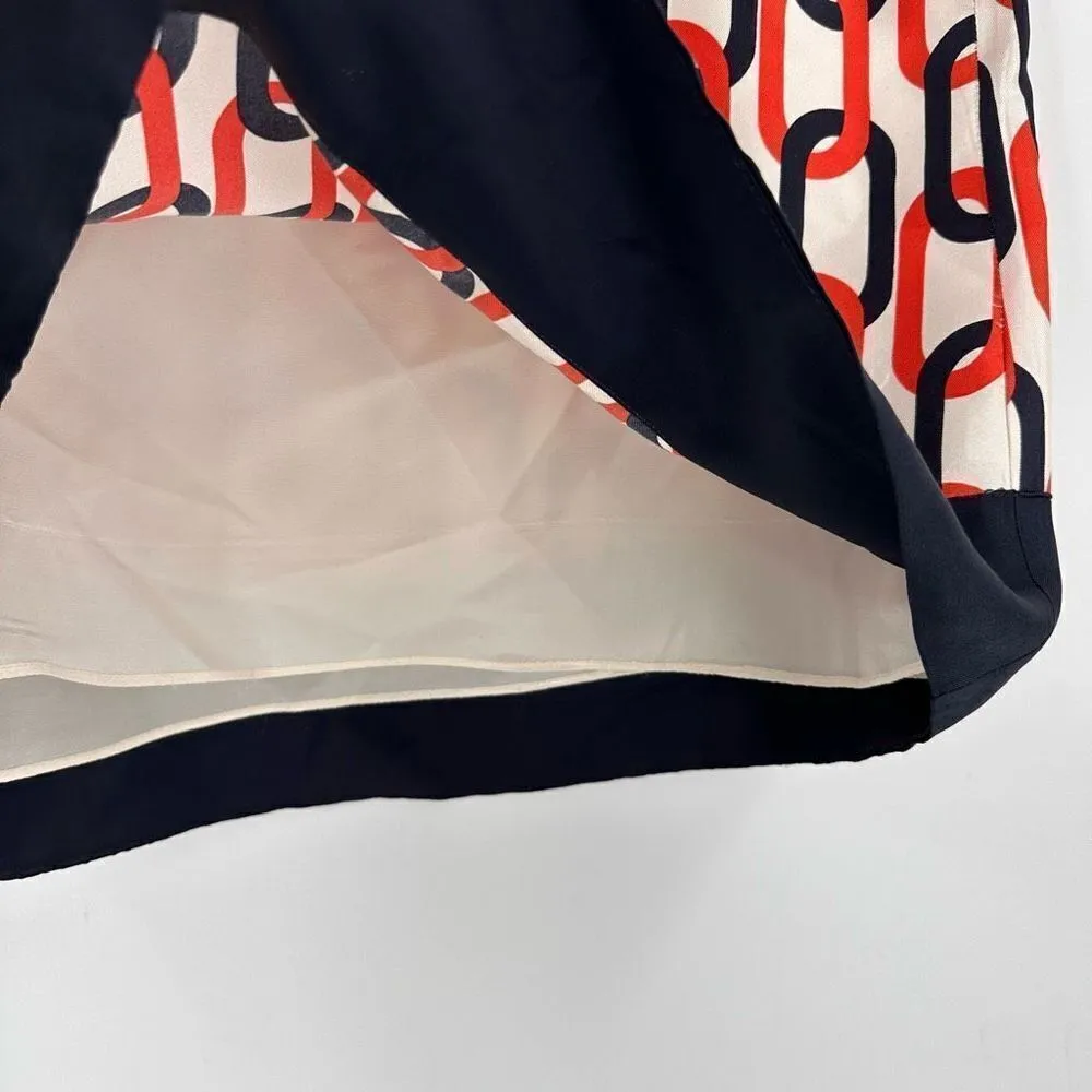 Banana‎ Republic silk chain link print mini skirt navy blue & orange - Image 11