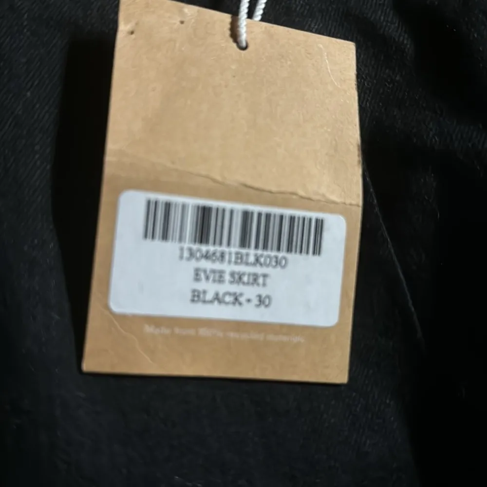 Reformation Jeans Mini Evie Skirt 30 Black High-Waisted Raw Hem Boho Stretch NWT - Image 5