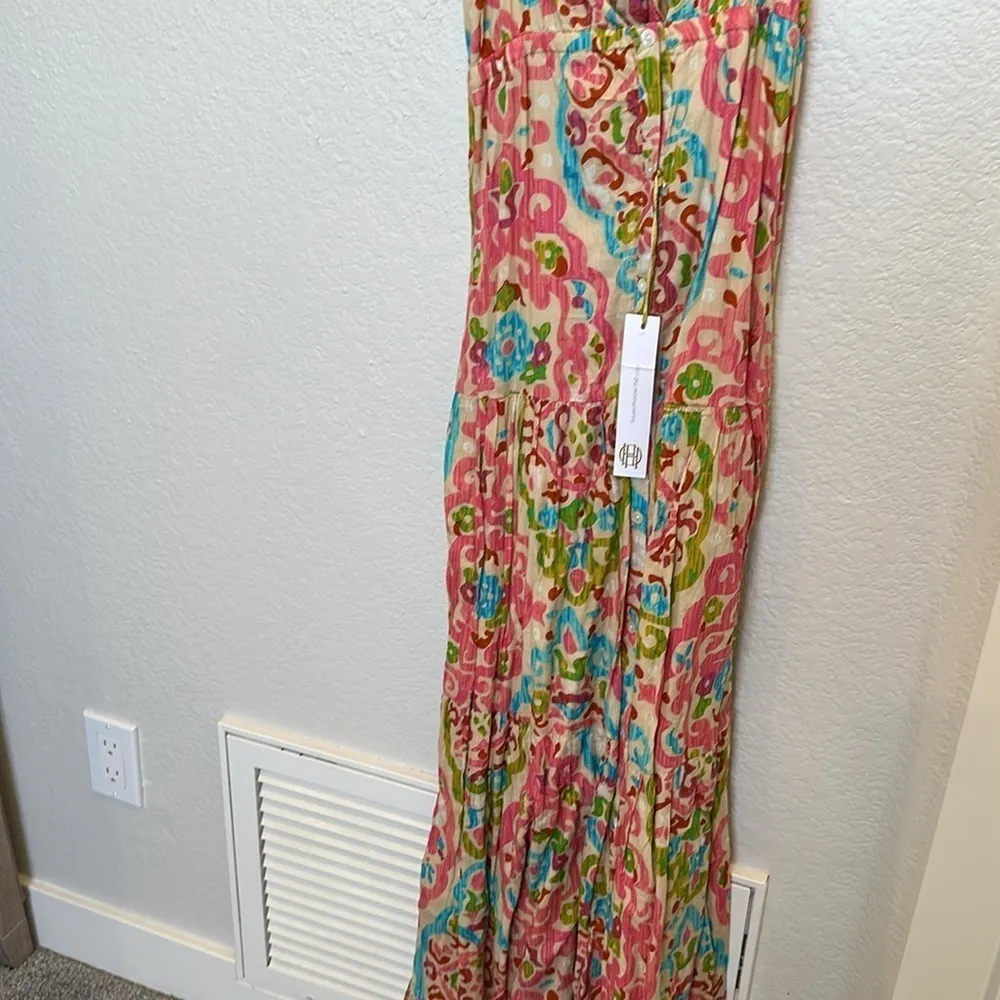 NEW House of Harlow 1960 Boho Maxi Dress with open back and tie NWT Pink Size XS - Image 9