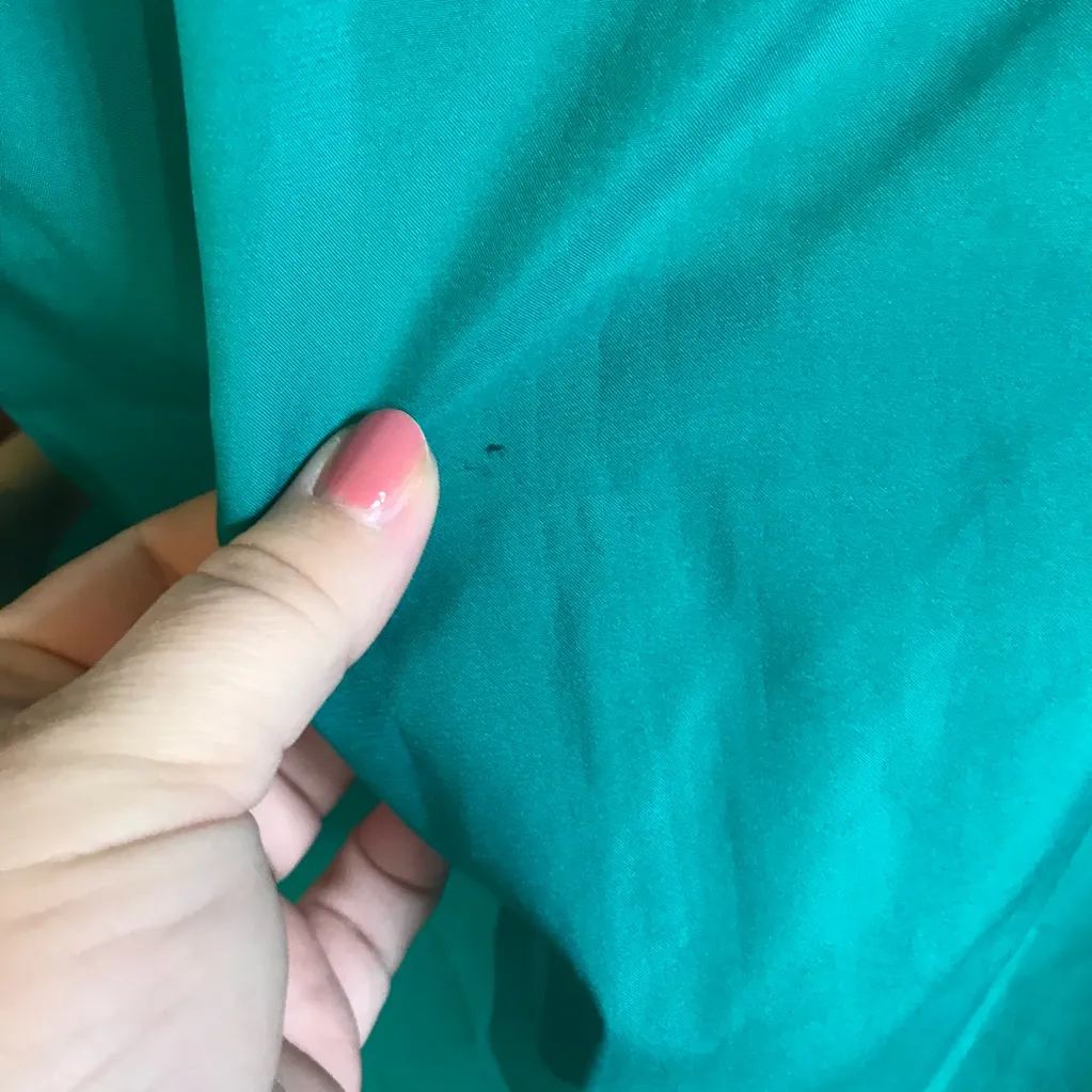 VINTAGE 1980'S ORARE TEAL BLOUSE WITH CROCHET DOILY NECKLINE (M) Green Size M - Image 5