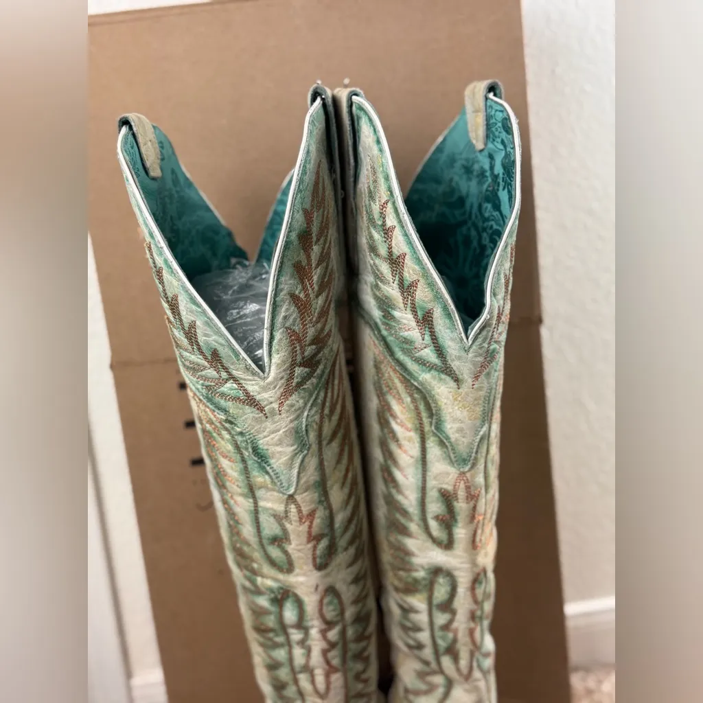 Corral Turquoise and Brown Western Boots Size 7M - Image 5
