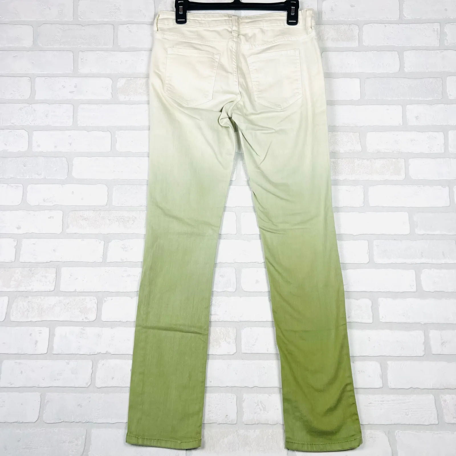 Arizona Jean Co Super Skinny Ombre Jeans Size 9 Ivory Green Stretch Cotton Blend - Image 14
