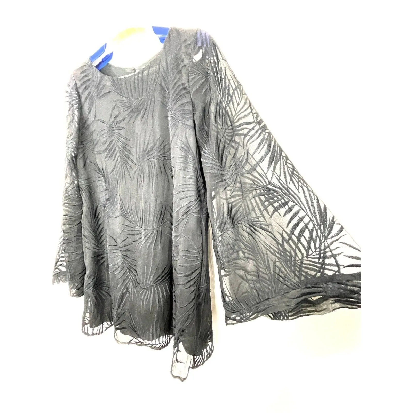 Show Me Your Mumu Swing Mini Dress Size Small Black Embroidered Bell Sleeve - Image 5