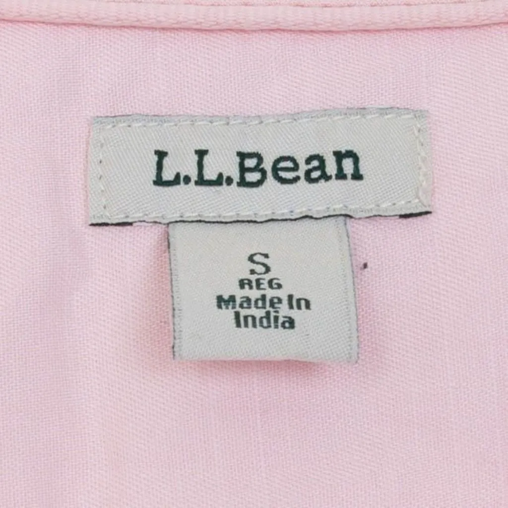 LL Bean Womens Tencel Blend Popover Shirt Size S Pink‎ Roll Tab Sleeve Coastal Pink - Image 4
