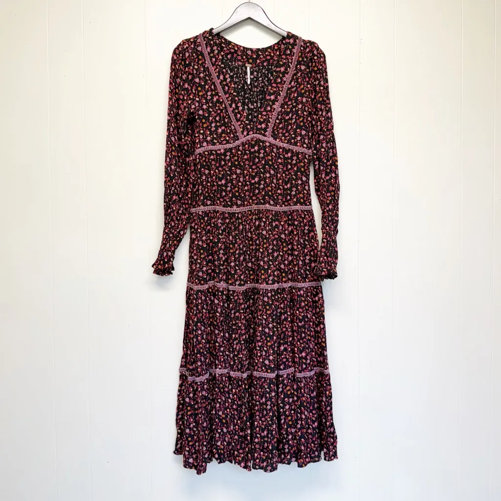 FREE PEOPLE Take A Little Time Floral Midi Tiered Dress Size 4 - Image 4