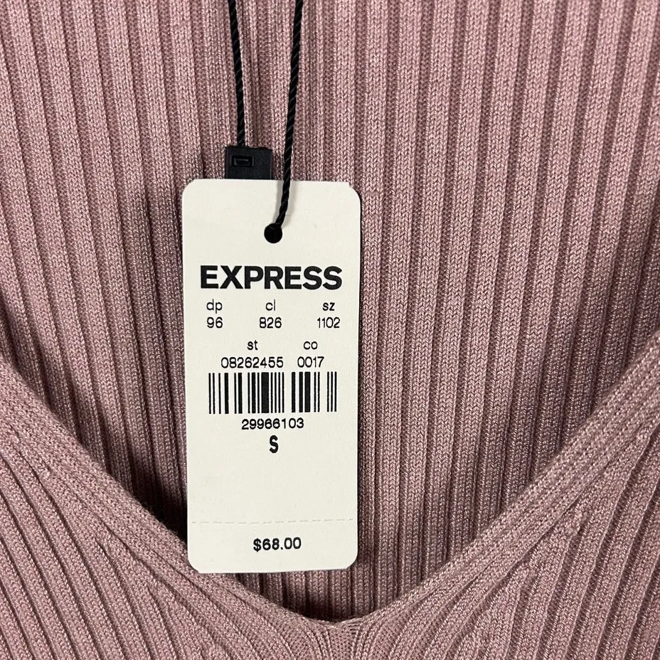 Express Fitted V Neck Color Block Sweater size S NWT - Image 4