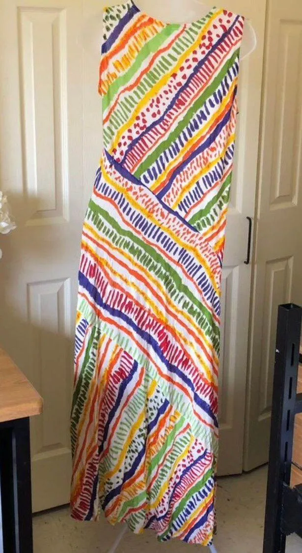 Loose flowy boho maxi colorful sleeveless cami beach summer dress - Image 3