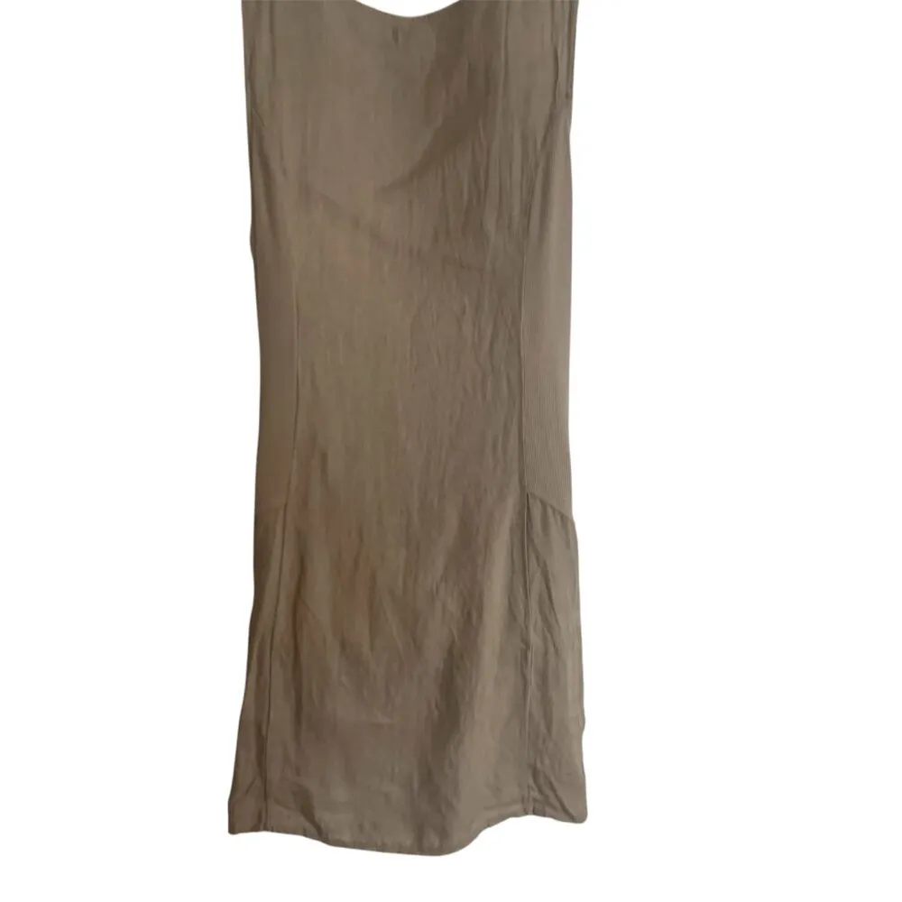 Lina Tomei Linen Dress Brown Ladies Sz Large Beaded Neckline - Image 5