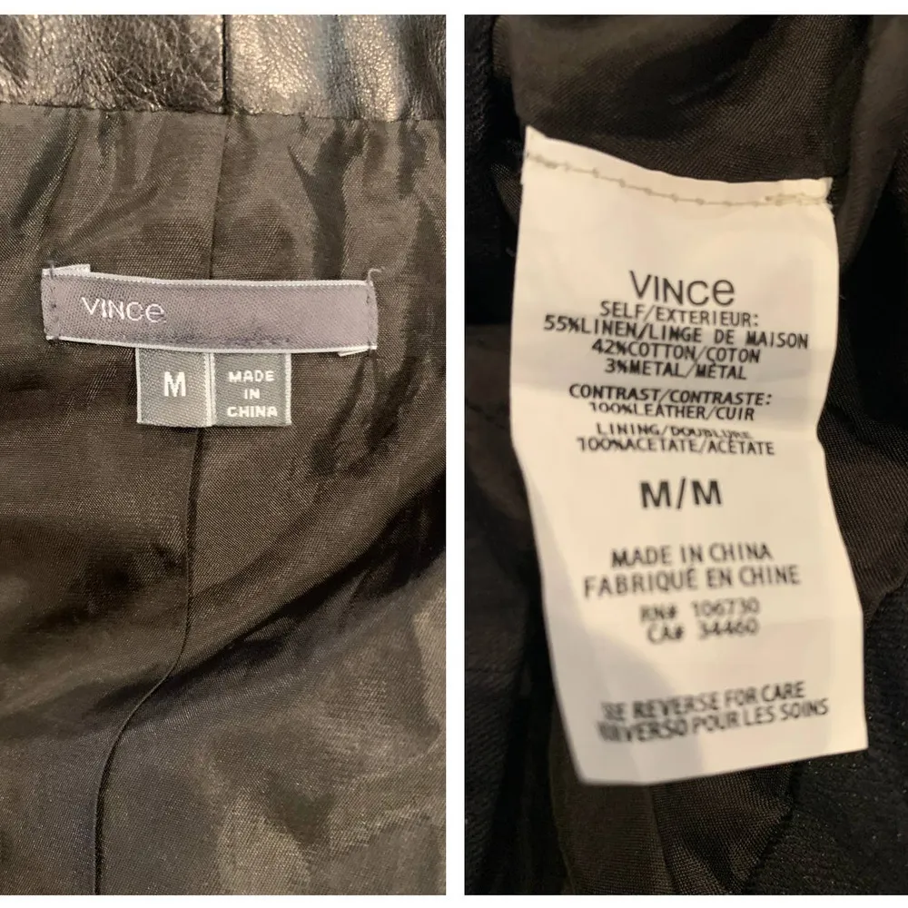 VINCE Asymmetric Leather Linen-Blend Vest (M) - Image 6