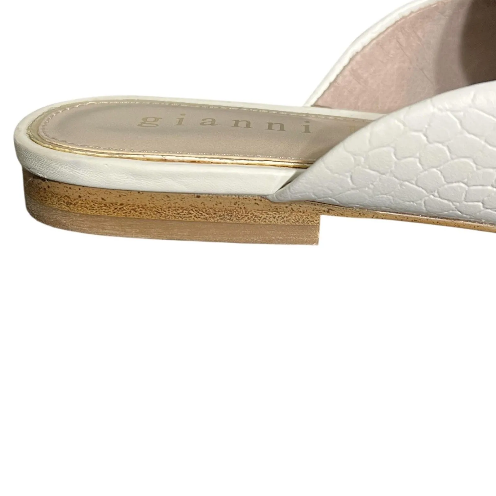 Gianni Bini Shoes Womens Size 8.5 White Chain Mule Loafers Croc Leather Slip On - Image 9