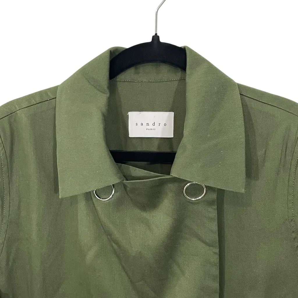 Sandro Paris Olive Green Utility Double Breasted Jacket‎ Women’s Size EU 38 US 6 - Image 4