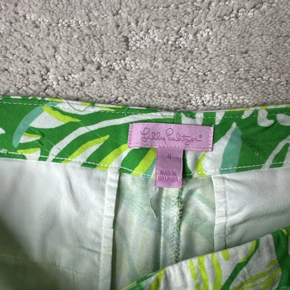 Women's Lilly Pulitzer Size 4 Lela Toucan Crop‎ Wide Leg Tropical Green Pants - Image 4