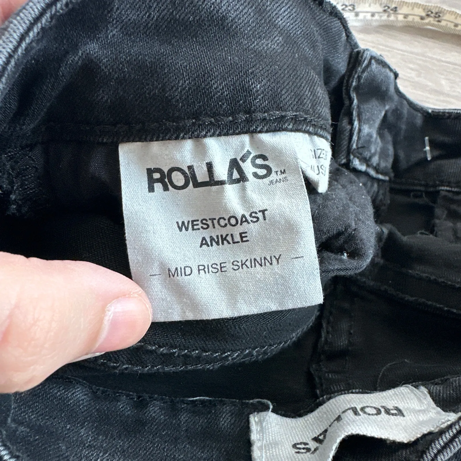 ROLLA'S Westcoast Ankle Skinny Jean Mid Rise Dusty Black Wash Distressed Size 26 - Image 10