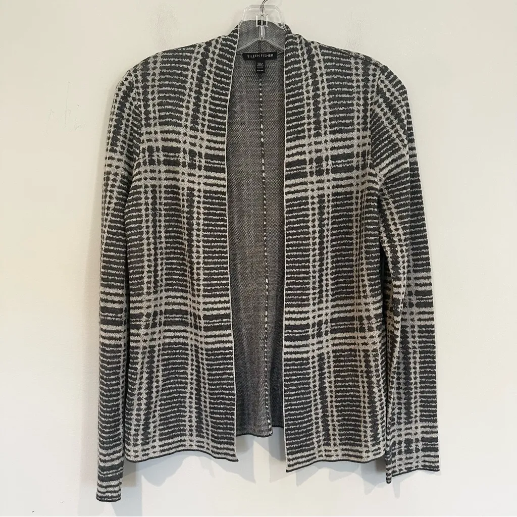 Eileen Fisher‎ Tencel Wool Blend Cardigan Sweater Women's XS Gray Long Sleeve - Image 3
