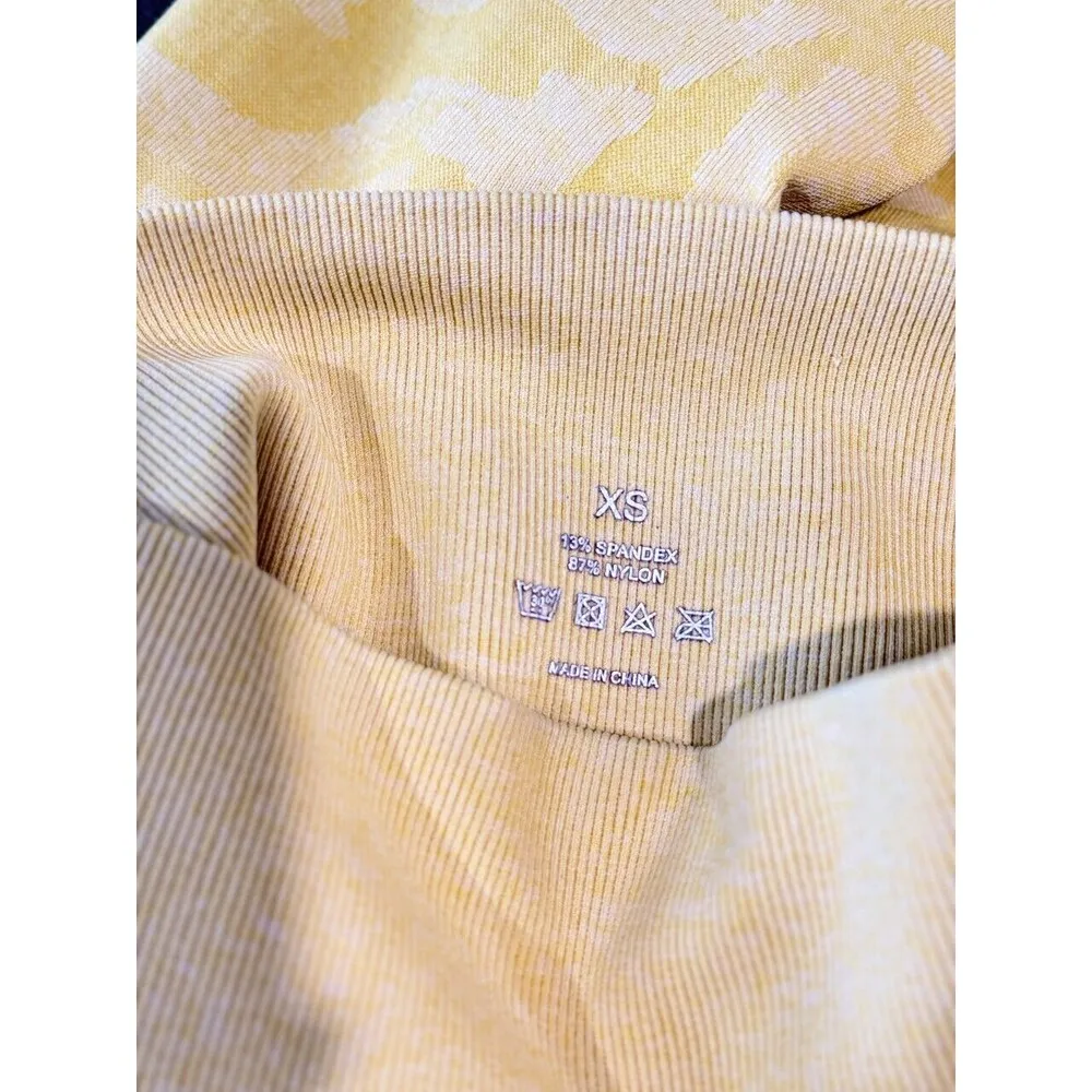 NVTGN Womens Leggings Sunshine Yellow Camo Seamless High Waisted Pull On Size XS - Image 4