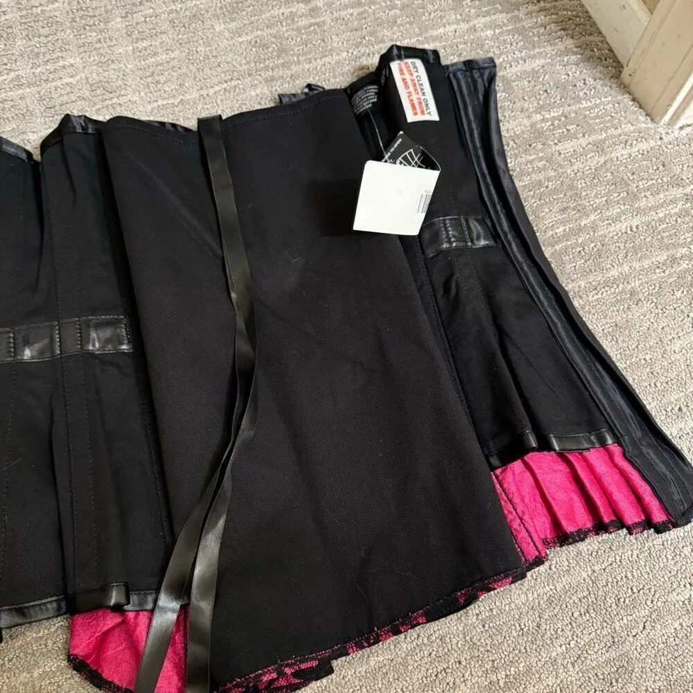 Hot Pink Black Lace Steel Boned Lace Up Back Corset Size 22 NWT - Image 7