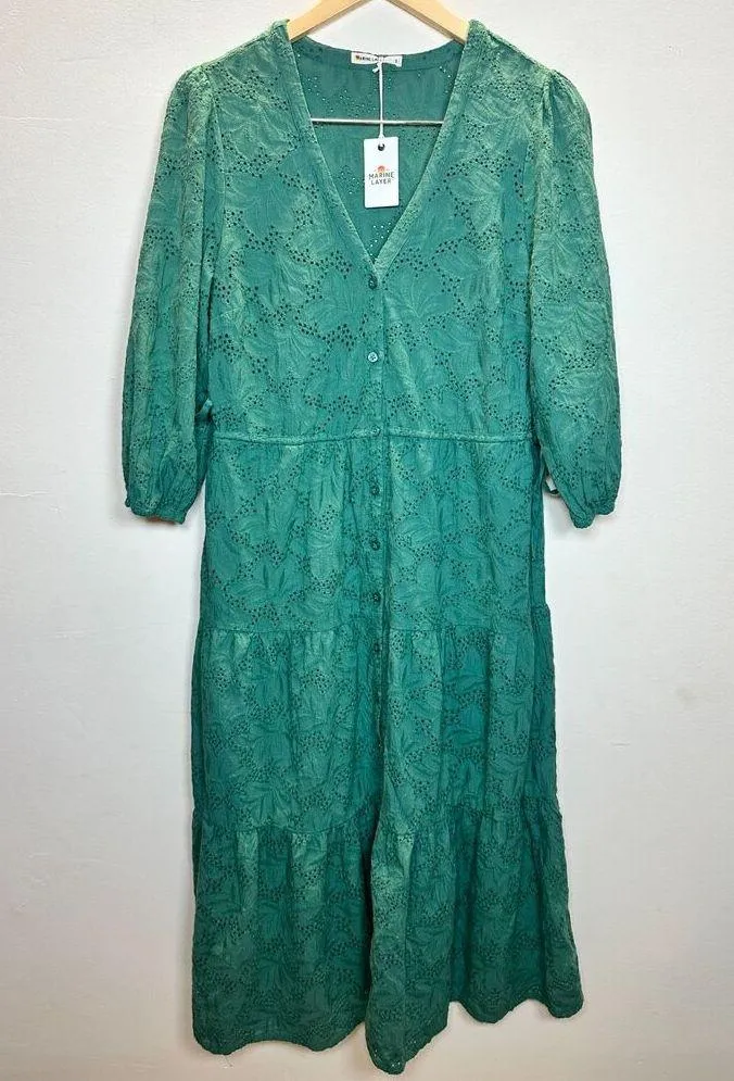 Marine layer Women's 16148 Size Small Smoke Pine Eyelet Willow Midi Dress NWT - Image 3