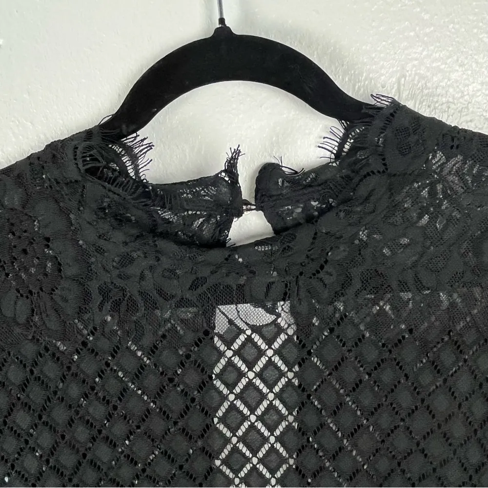 JULIA JORDAN Classic Black Illusion Lace Blousan Side Pocket Jumpsuit, Size 16 - Image 8