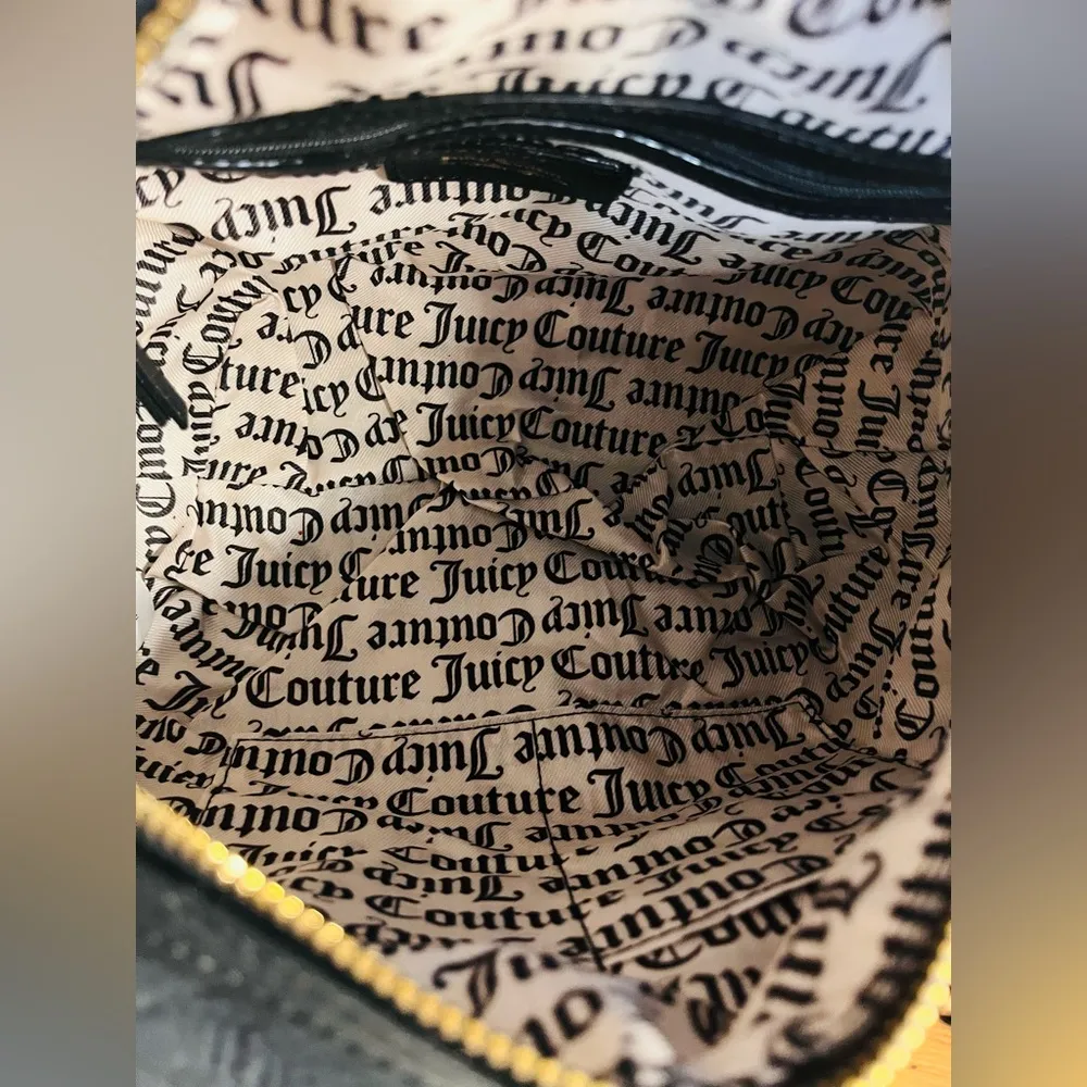 Juicy Couture Black Velvet Glitz Satchel Bag Crossbody Gold Hardware NWT - Image 5