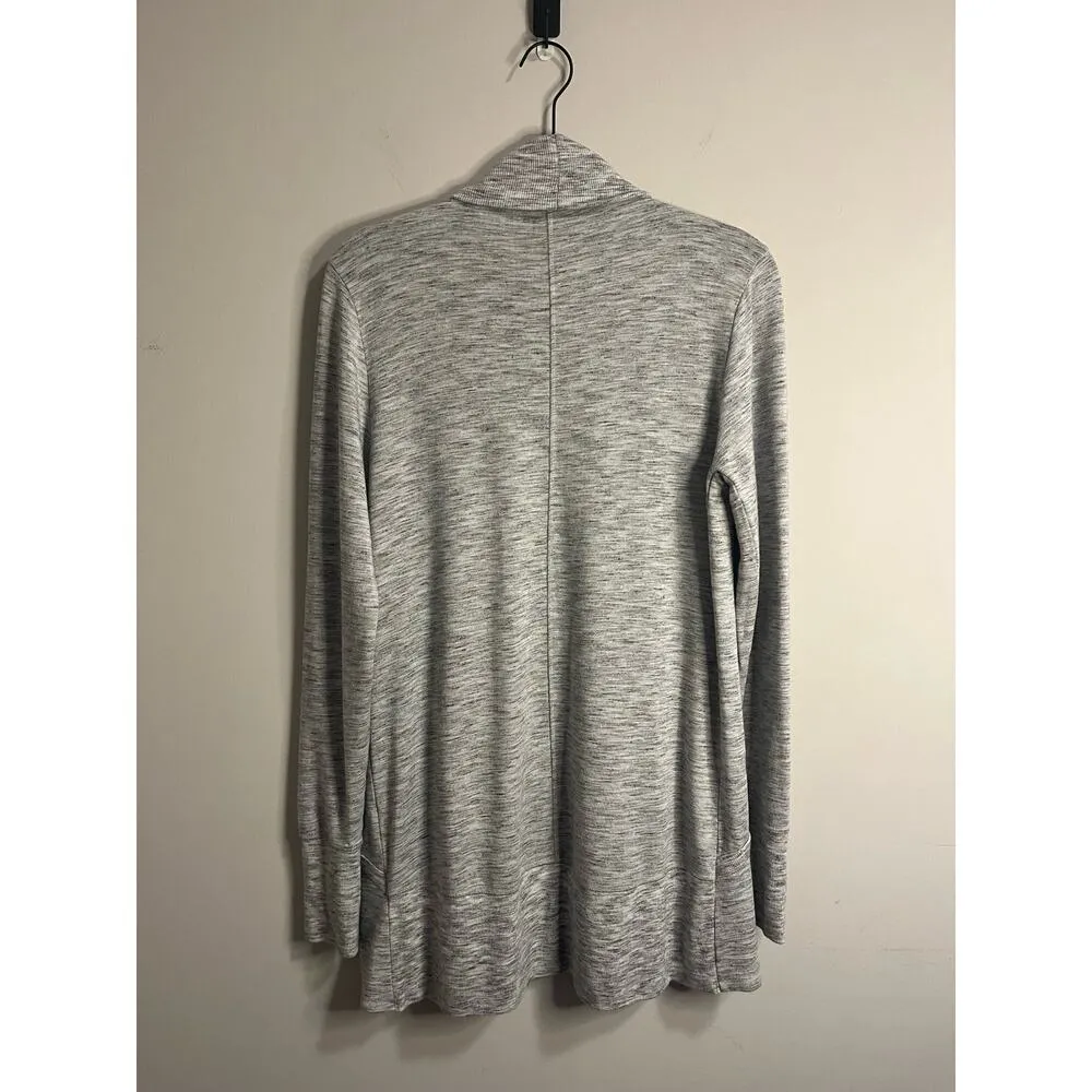 Athleta Pranayama Marl Grey Pockets‎ Long Open Cardigan Women's Sweater sz M - Image 5