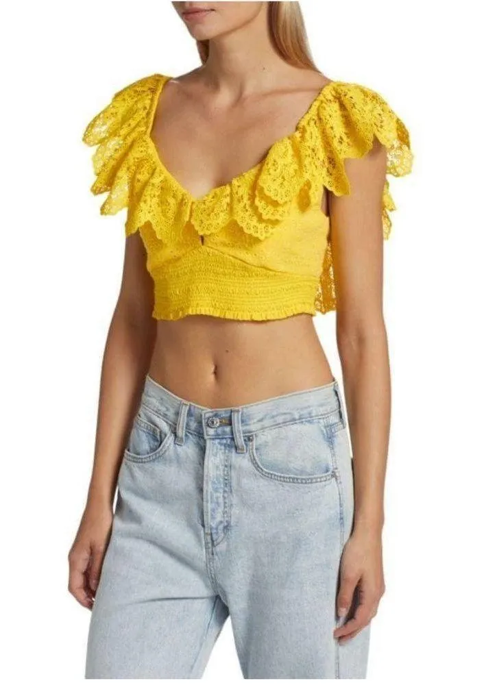 ALICE + OLIVIA Bleeker Ruffled Lace Crop Top, SZ Medium, $250 - Image 4