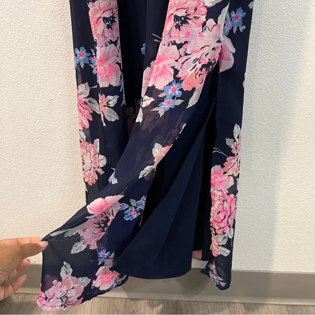 Old Navy‎ Chiffon Floral Ruffle Trim Sleeveless Blouson Side Slit Maxi Dress - Image 4