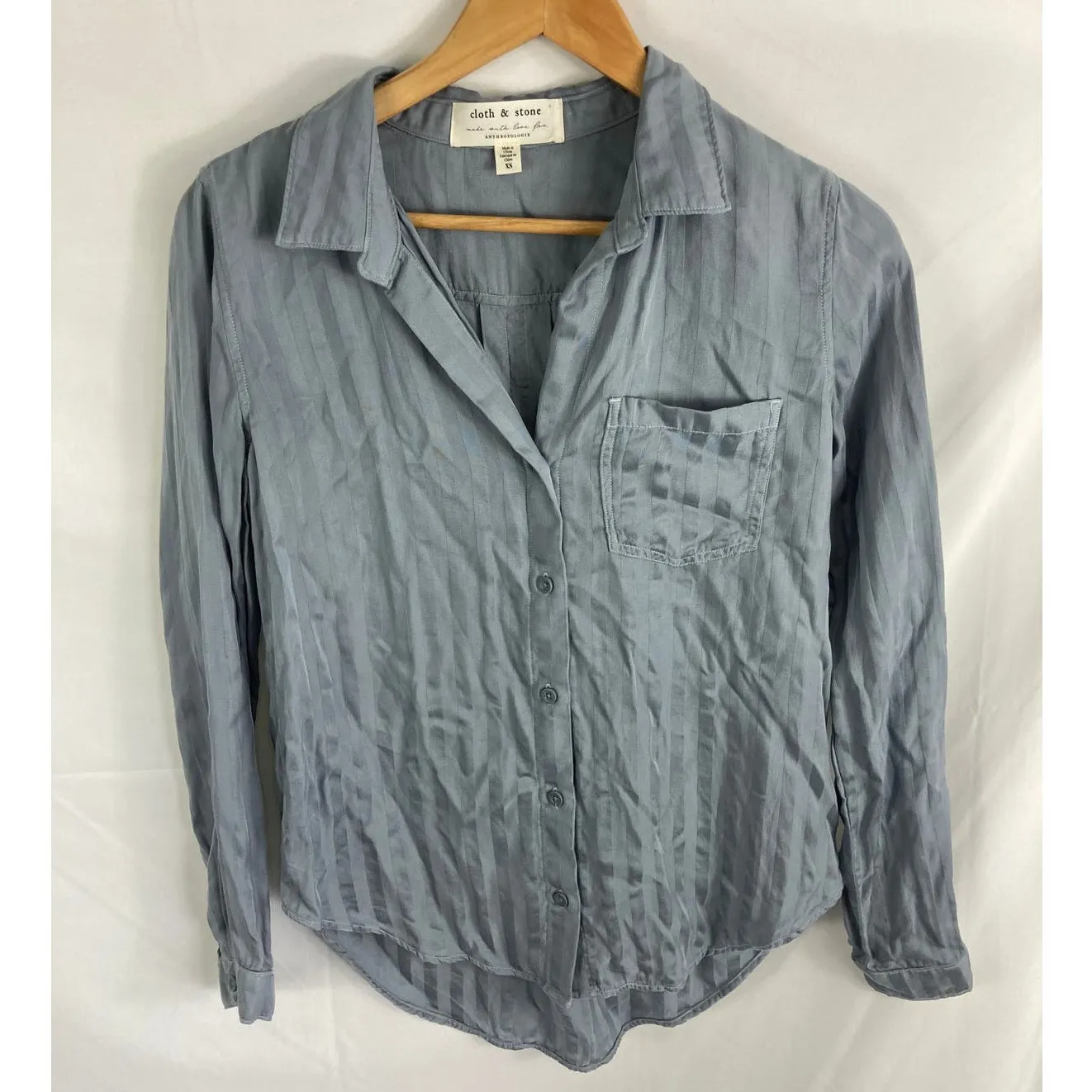 Anthropologie Cloth & Stone Tencel Lyocell Stripe Shirt Size XS - Image 3