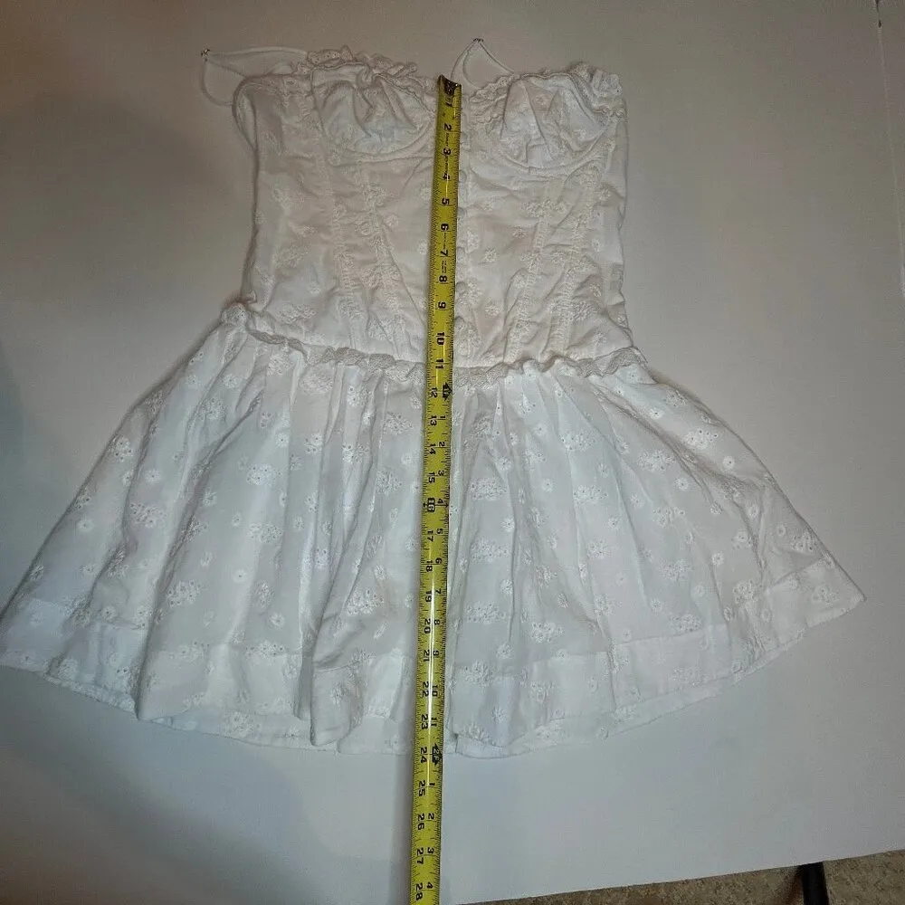 For Love & Lemons Marlowe Eyelet Corset Bustier Mini Dress White SZ M Revolve - Image 8