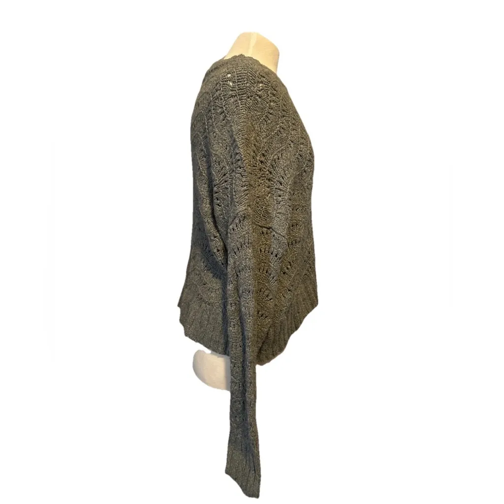 American Eagle Oversized Open Knit  Cropped Gray Sweater Large - Image 4