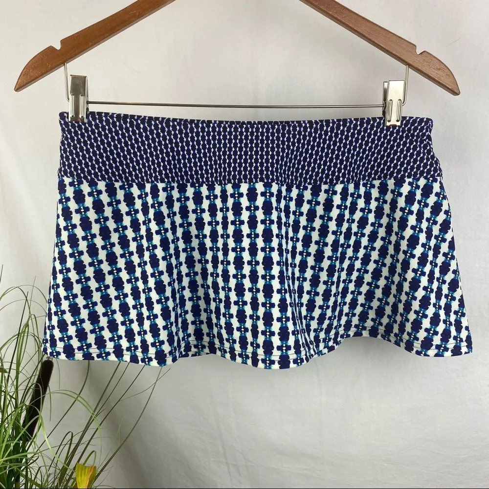 PrAna Blue Satki Print Swim Skirted Bikini Bottom S - Image 2