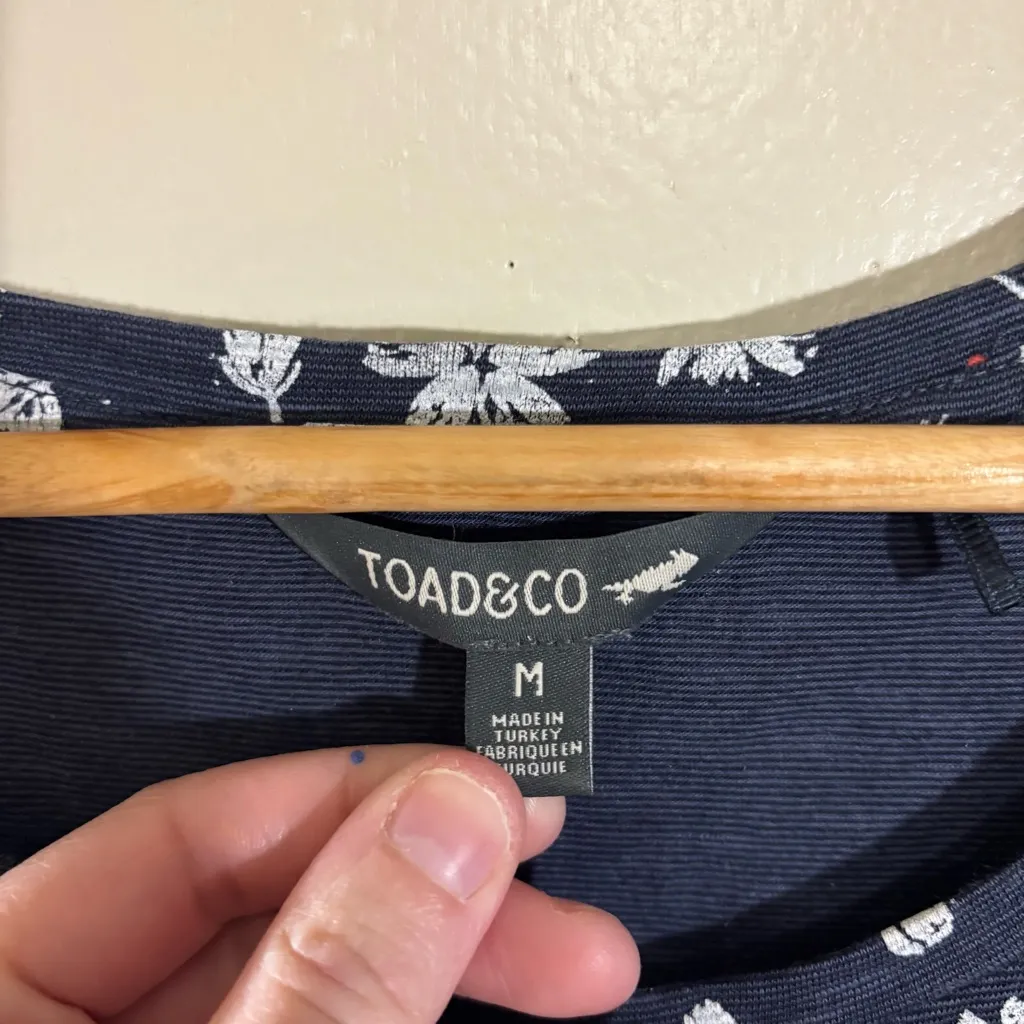 Toad & Co Navy Floral Short Sleeve Wrap Dress Size M Blue Size M - Image 6