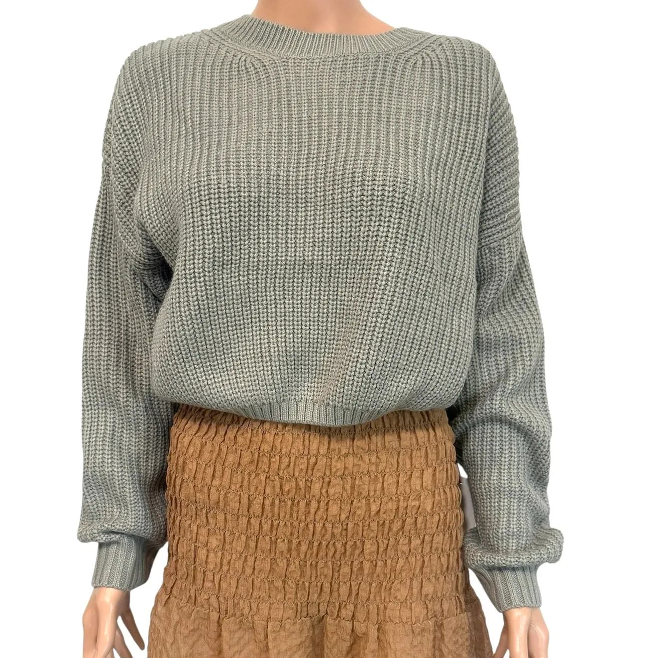 new Elodie XL acrylic knit crewneck cropped chunky sweater SP 3131 - Image 10