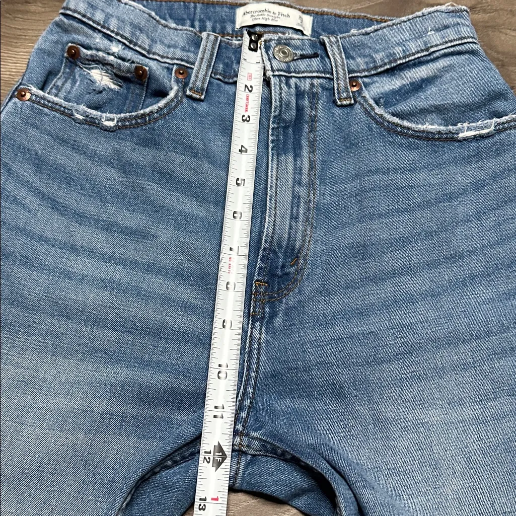 Abercrombie & Fitch Ankle Straight Ultra High Rise Curve Love Blue Jeans 26 - Image 9