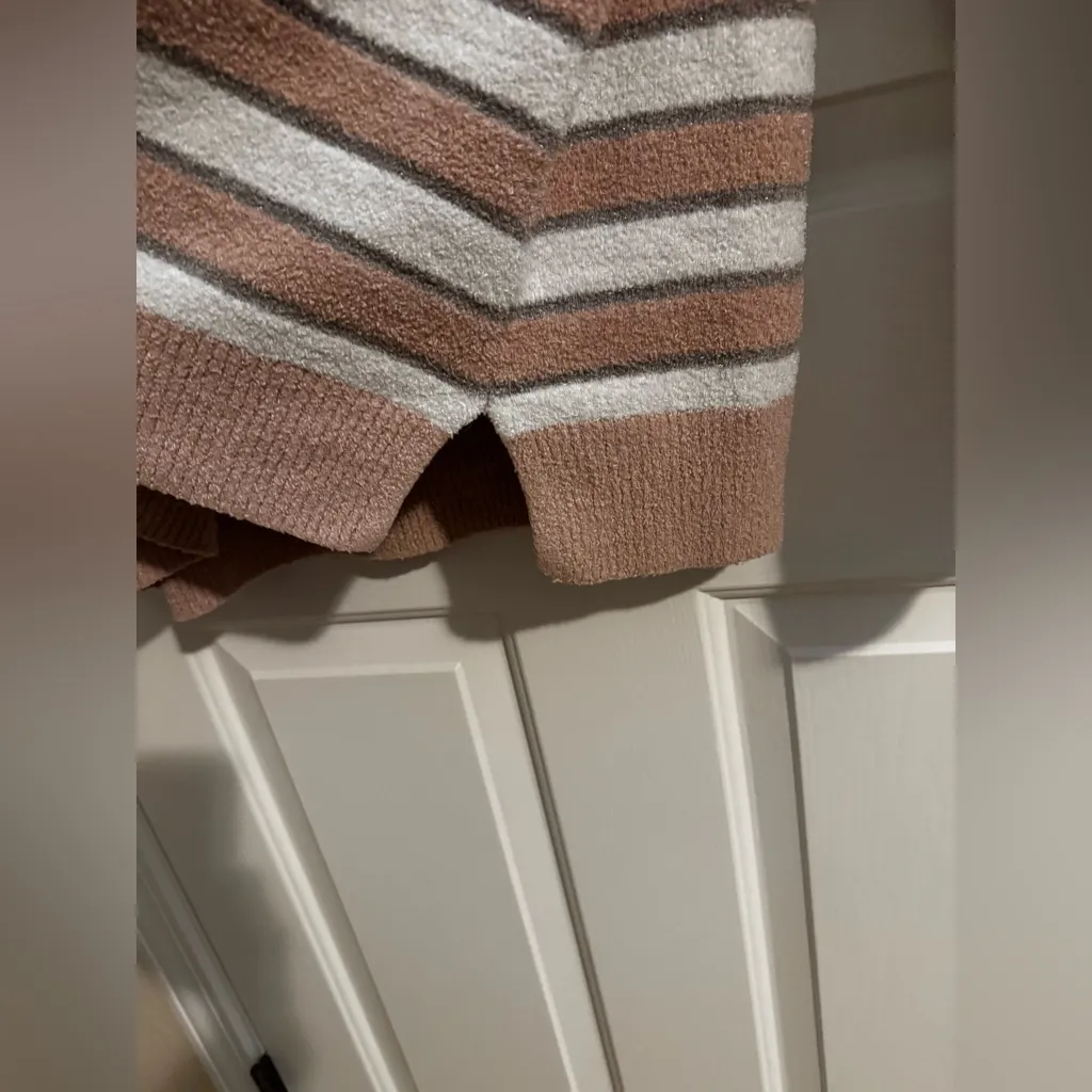 Barefoot Dreams Plus Cozy-Chic Lite Lurex Pink Striped Pullover Sweater 3X - Image 6