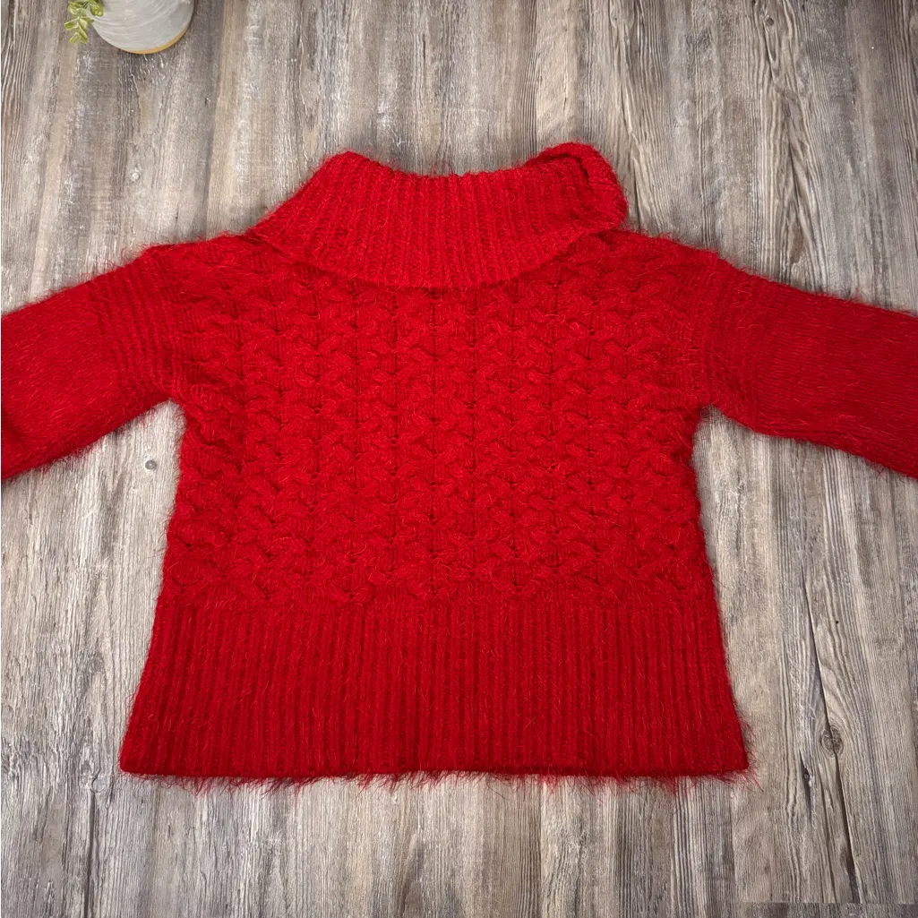 Sleeping on Snow Anthropologie Womens Turtleneck Chunky Red Knit Sweater Small - Image 7