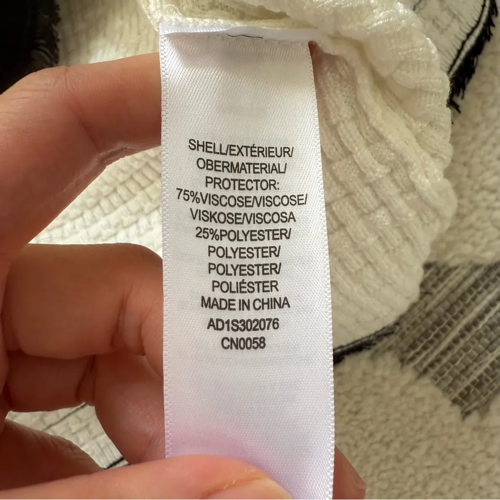 Adrianna Papell Fringe Trim Tweed Miniskirt in Ivory Black Size XSmall NWT - Image 7