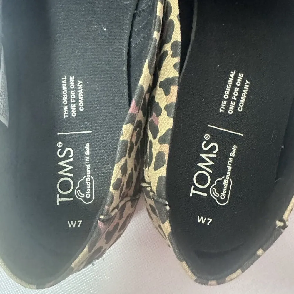 TOMS Womens Alpargata Flats Leopard Cheetah Print Cloud Bound Slip On Shoes 7W Brown Size 7 - Image 4