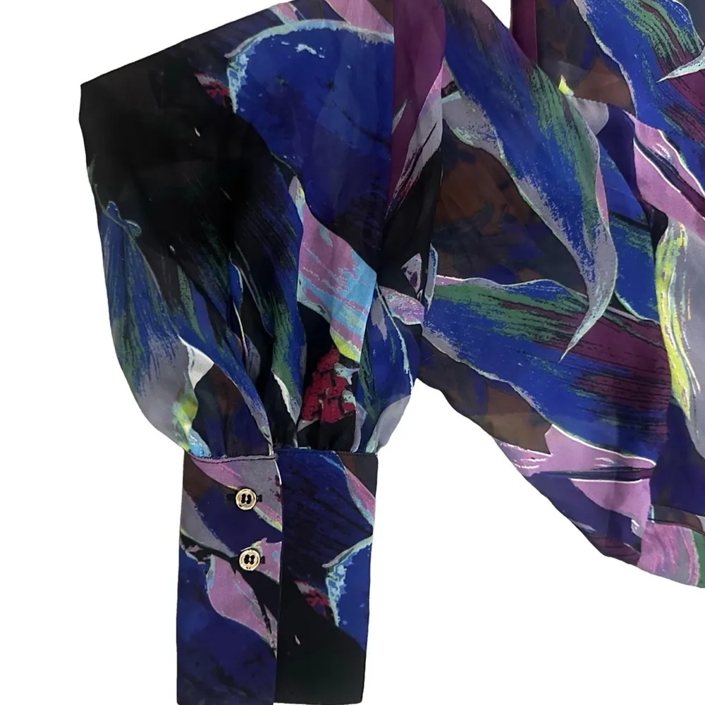 NWT Karen Millen Designer Abstract Floral Pleated Mini Dress Sz 6US Quiet Luxury - Image 6