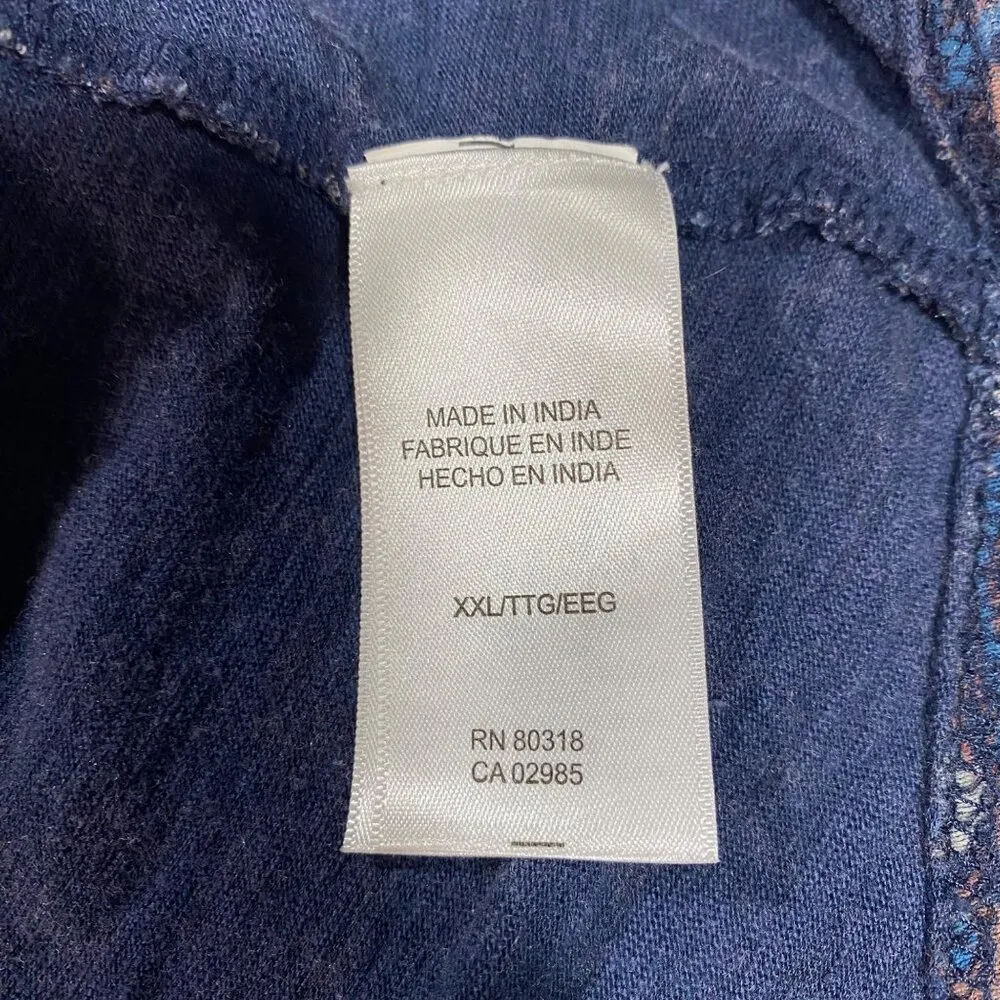 Lucky Brand Womens XXL Blue Boho Floral & Geometric Print Jersey Knit Top - Image 5