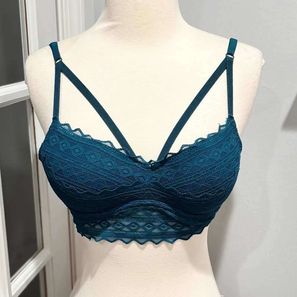 Victoria's Secret PINK Teal Lace Strappy Push-up Bralette - Image 2