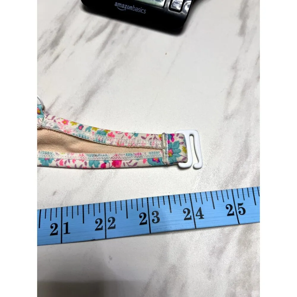 Floral Bikini Bow Set Top S Bottom M Ditsy Floral Feminine Coquette Padded Top Pink - Image 5