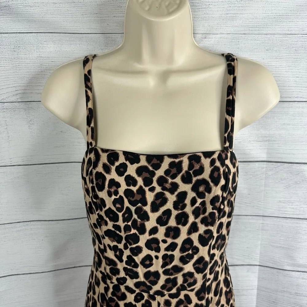 Band of Gypsies Womens size Small Leopard Wide Leg Split Hem Jumpsuit Mob Wife - Image 4