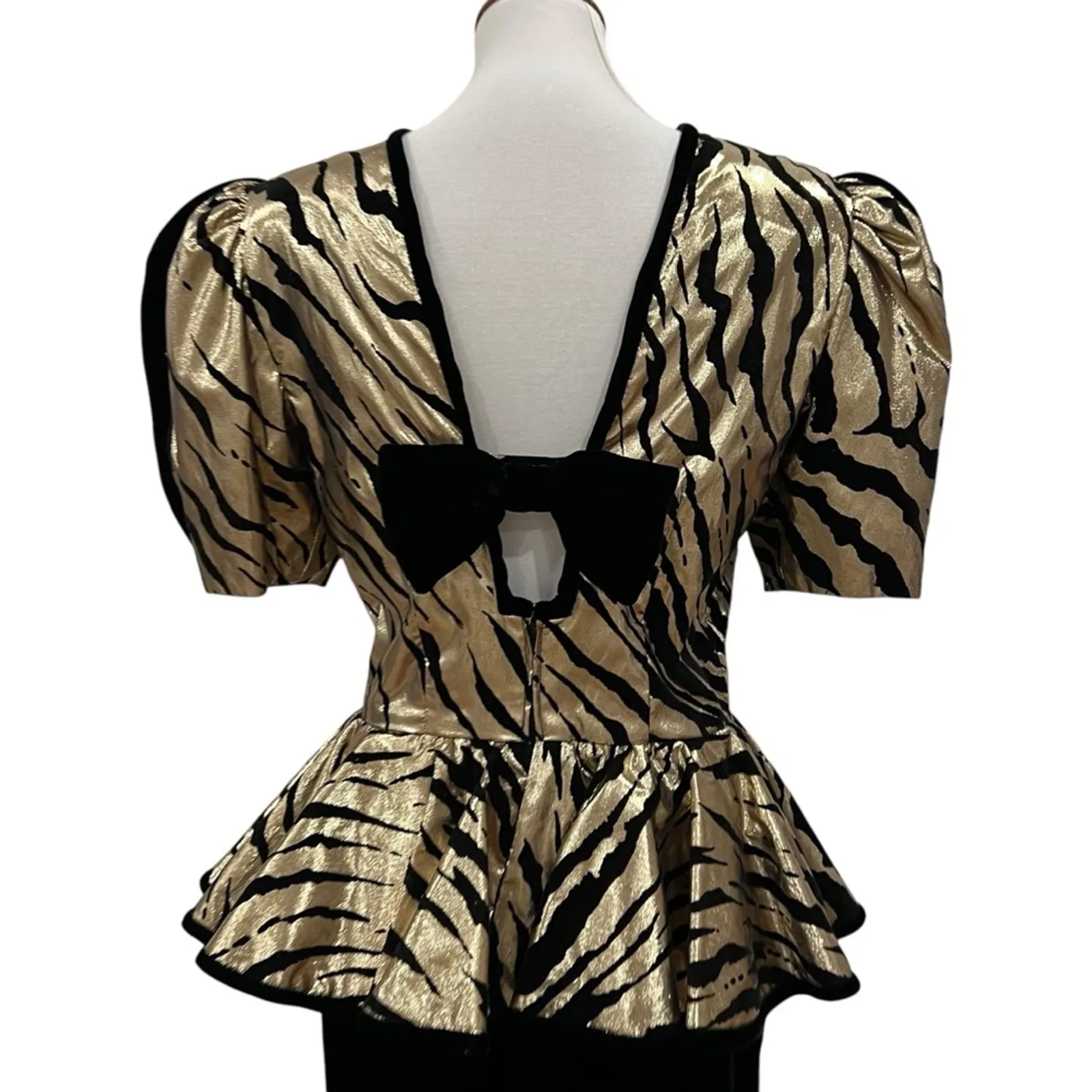 Vintage Dress Medium Formal Cocktail Velvet Glam Special RARE Avant Garde 80s Black - Image 7