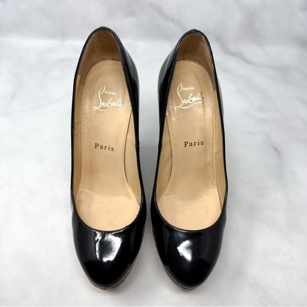 Christian Louboutin Coroclic 140 Patent Calf Leather Cork Platform Wedge Pump 37 - Image 6