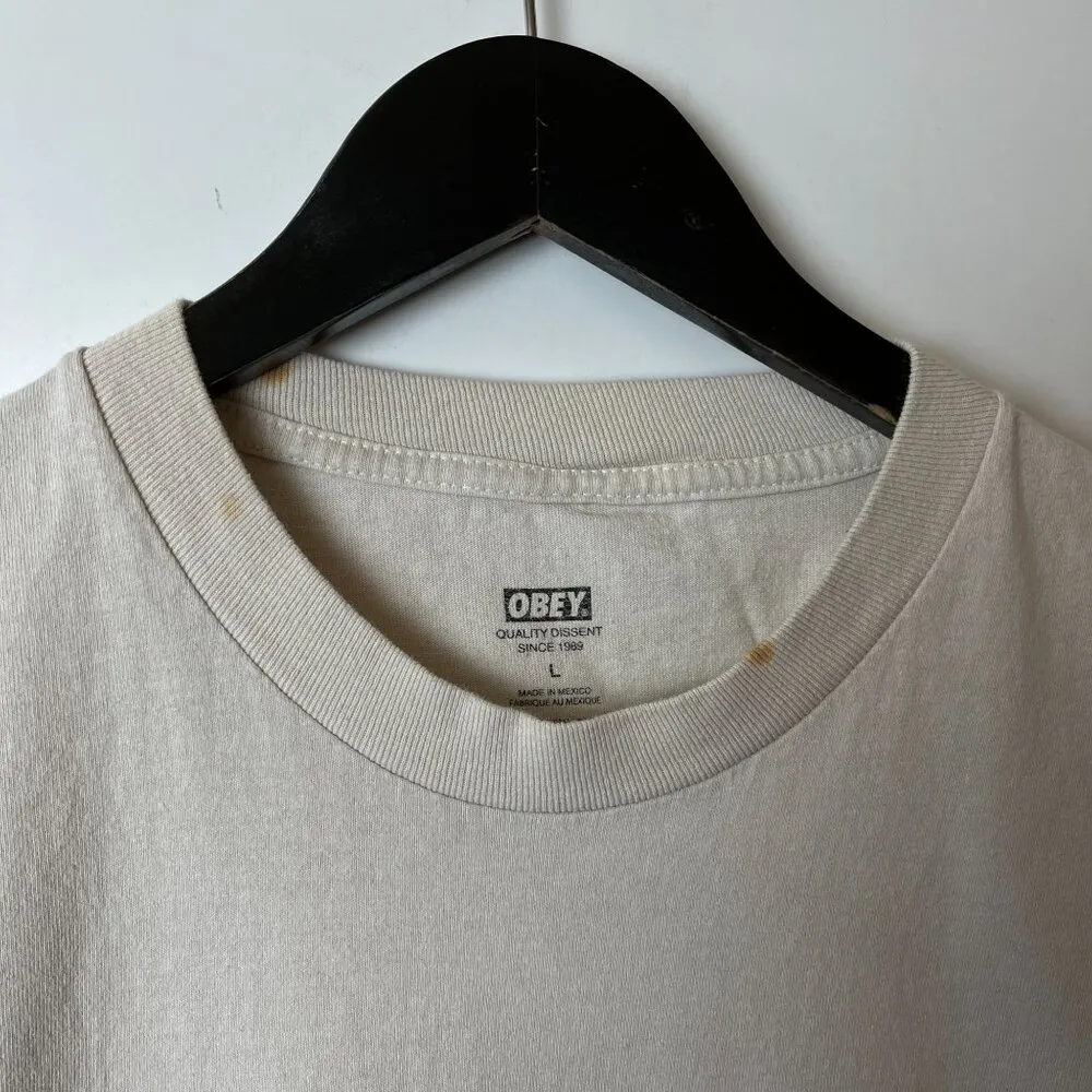 House of Obey Lovers T Shirt Cream Medium M Graphic Tee - Image 6