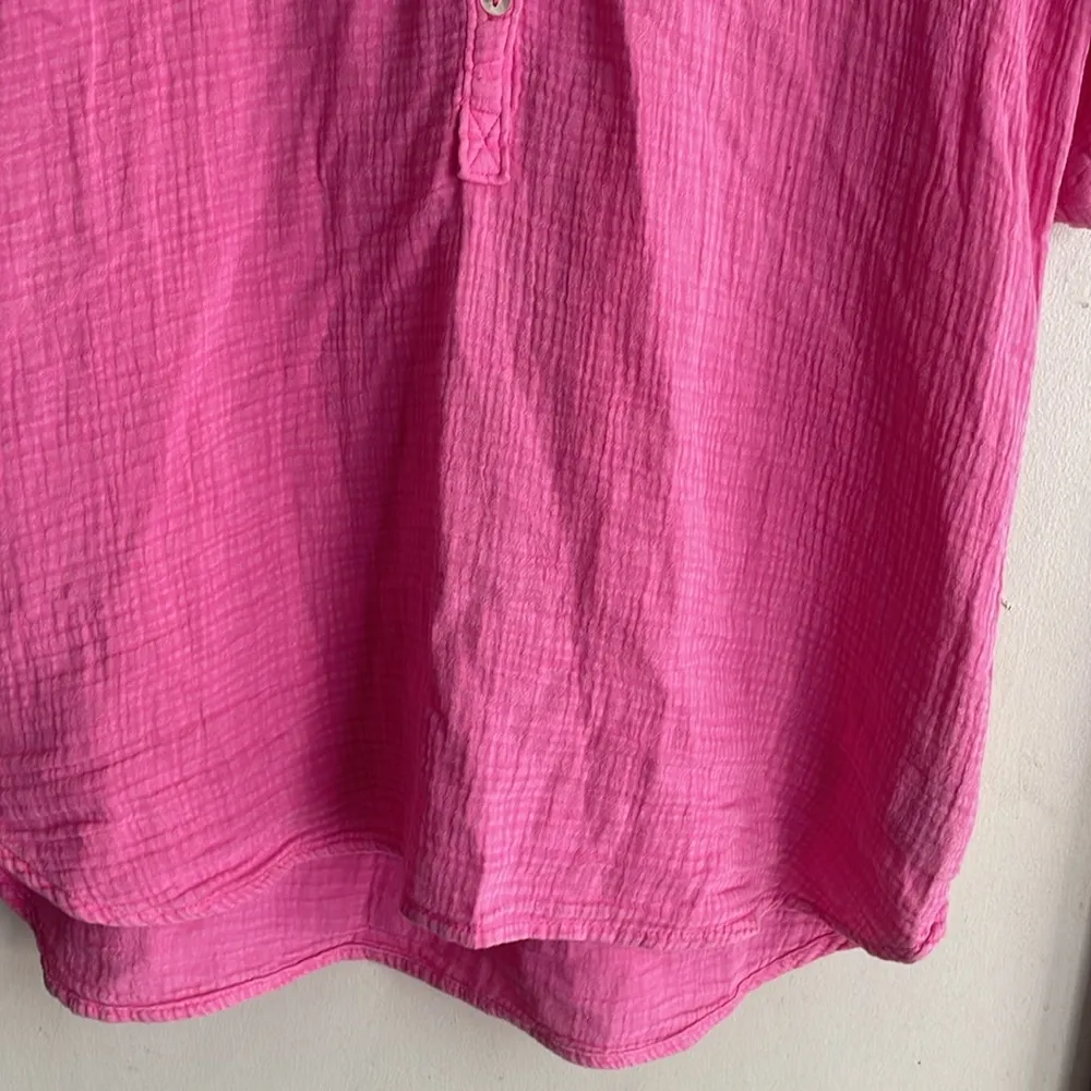 Faherty Dream Cotton Gauze Desmond Top Cone Flower Pink - Image 8